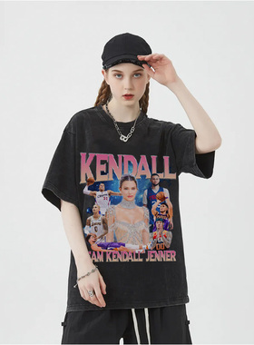 Kendall Jenner美式詹娜前男友阵容摇滚宽松篮球纯棉t恤短袖夏季