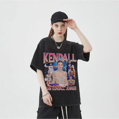 Kendall Jenner美式詹娜前男友阵容摇滚宽松篮球纯棉t恤短袖夏季