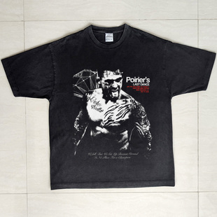 UFC钻石达斯丁重磅美式纯棉复古T恤夏季休闲圆领宽松爆款印花短袖