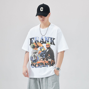 Frank Ocean法海弗兰克奥申美式西海岸重磅纯棉嘻哈宽松潮短袖t恤