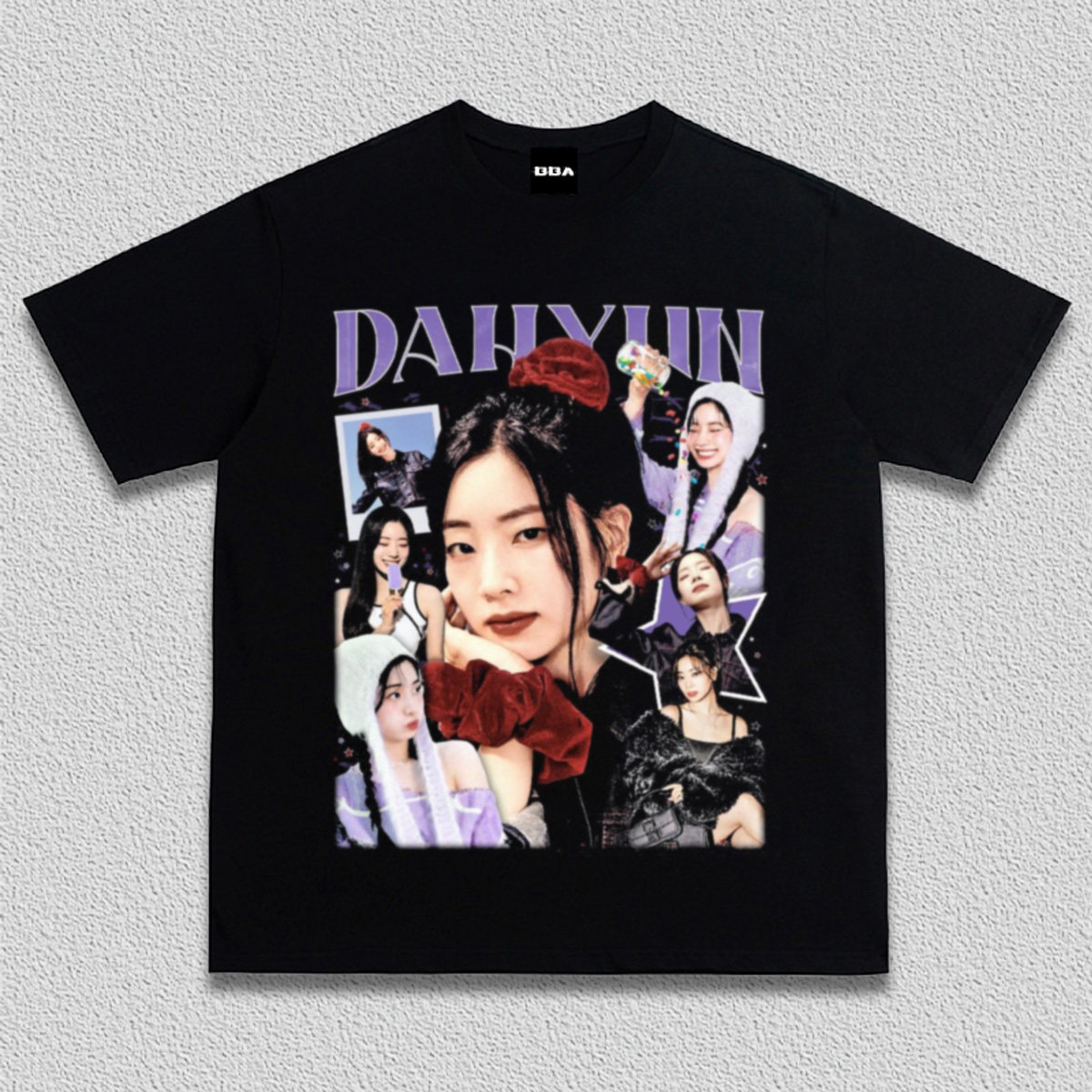 DAHYUN金多贤TWICE女团成员美式重磅宽松做旧短袖纯棉复古印花T恤