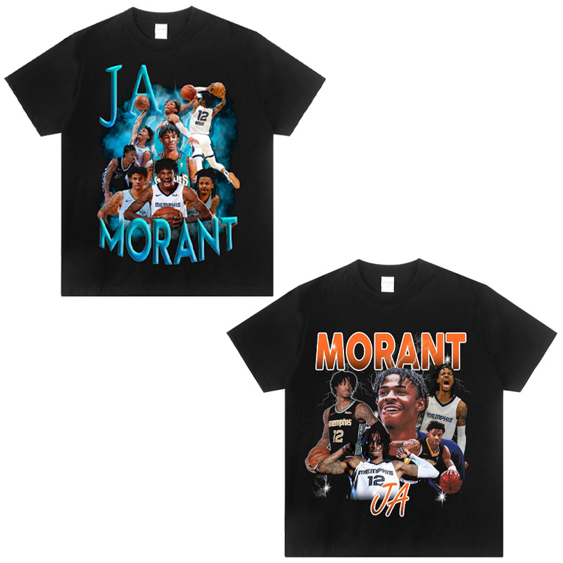 Ja Morant贾莫兰特美式篮球运动圆领纯棉Vintage潮流宽松短袖t恤