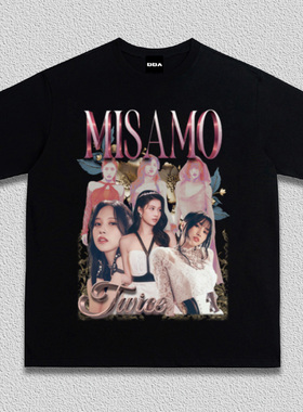 TWICE女团周边MISAMO小分队名井南凑崎纱夏平井桃美式纯棉复古T恤