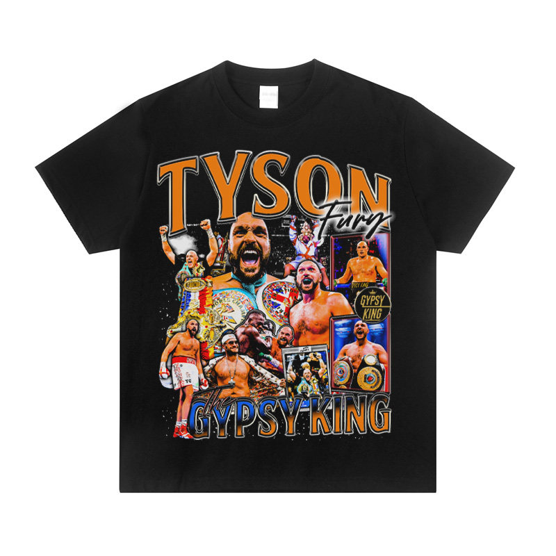 WWE Tyson Fury泰森弗瑞美式数码直喷半袖拳击潮纯棉宽松短袖t恤