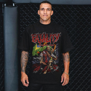 UFC Oliveira奥利维拉 同款重磅透气印花正肩短袖街头男打底衫t恤
