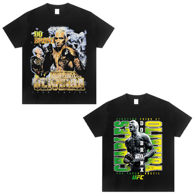 UFC Oliveira奥利维拉美式复古vintage摇滚运动透气潮纯棉短袖t恤