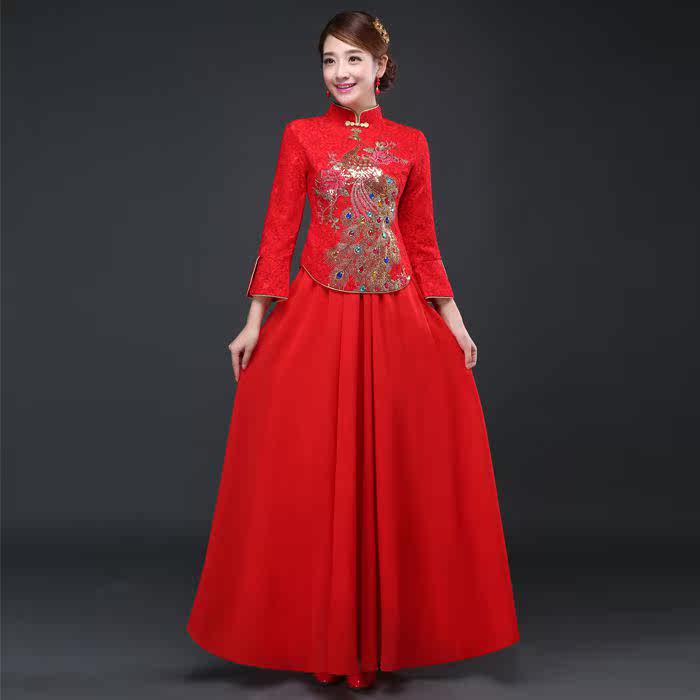 婚紗禮服新娘旗袍秀禾服兩件套紅色長款新娘結婚敬酒服中式旗袍在類目 女裝/女士精品, 婚紗/旗袍/禮服, 婚紗中 - 來自Buy2taobao.com提供專業的淘寶代購服務