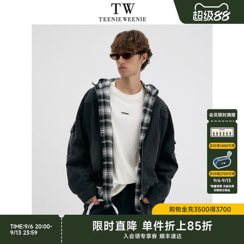 TeenieWeenie小熊男装复古街头风质感挺阔宽松字母刺绣牛仔夹克