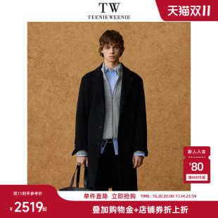 通勤简约气质毛呢大衣外套 中长款 Teenie Weenie小熊男装