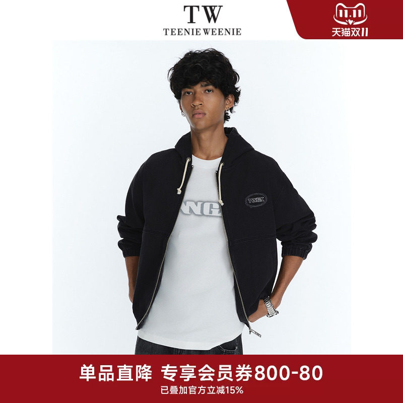 TeenieWeenie小熊男装复古水洗做旧帆布舒适街头风连帽牛仔夹克