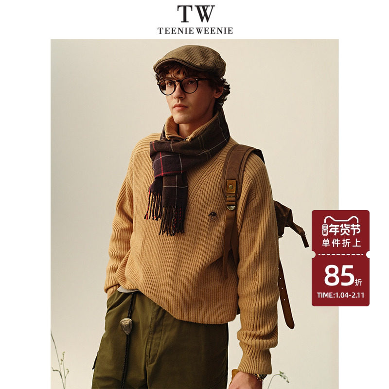 Teenie Weenie小熊男装半拉链立领熊刺绣慵懒风复古通勤