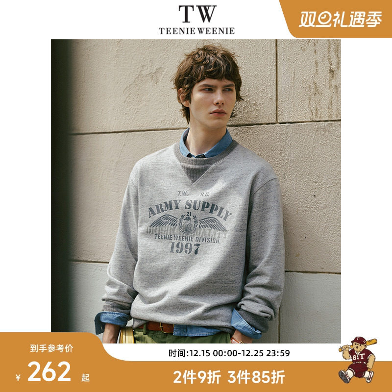 TeenieWeenie小熊男装简约时尚圆领卫衣春季休闲宽松美式