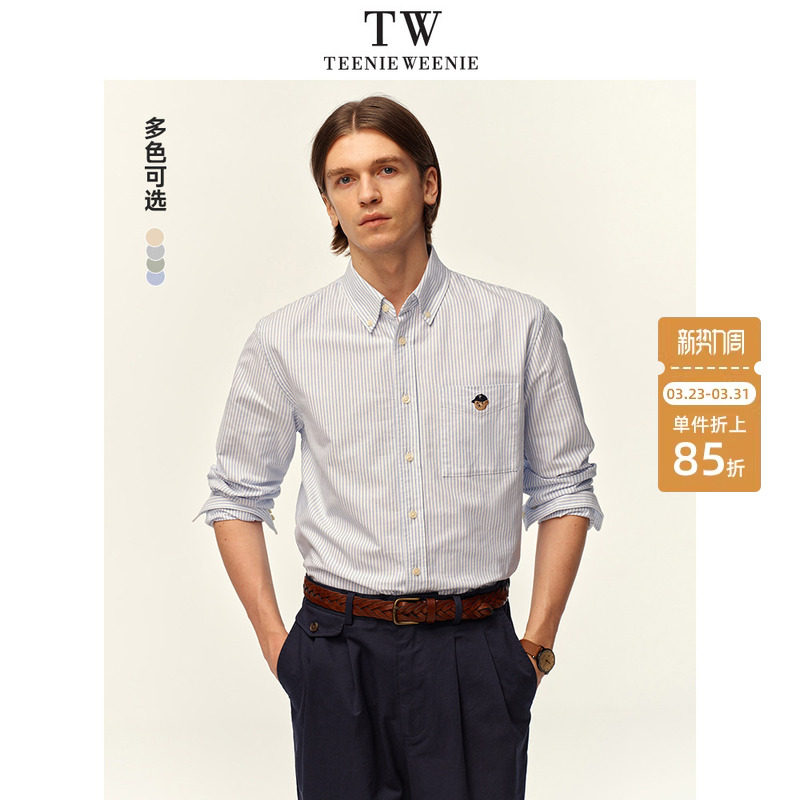 TeenieWeenie小熊男装衬衫男款新款长袖翻领休闲外套美式上衣情侣