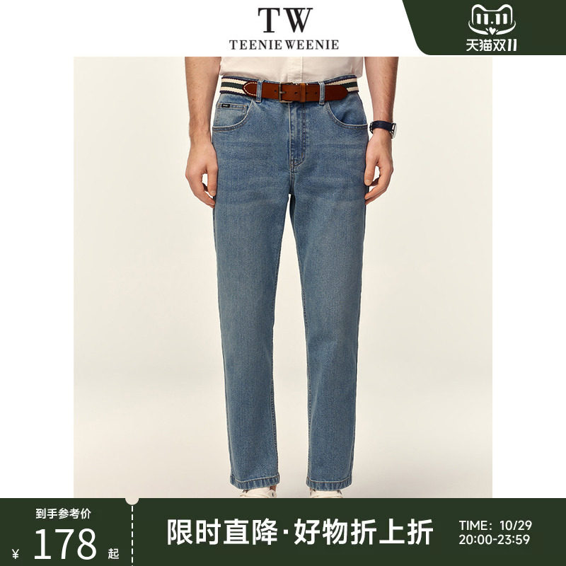 TeenieWeenie小熊男装简约吸湿速干发热商务休闲牛仔裤子长裤