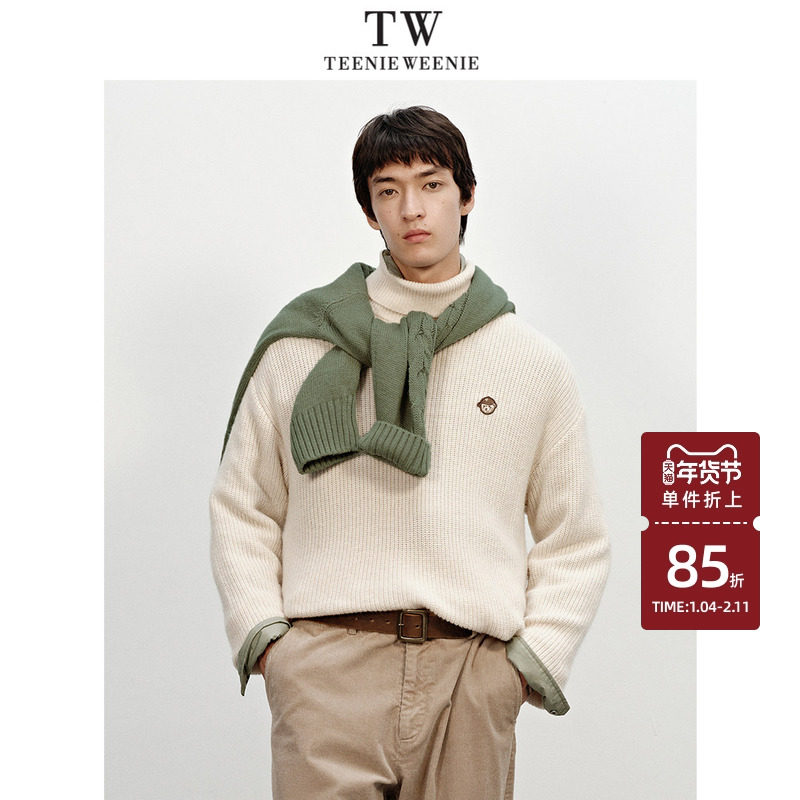 Teenie Weenie小熊男装羊毛混纺落肩日式简约舒适毛衣