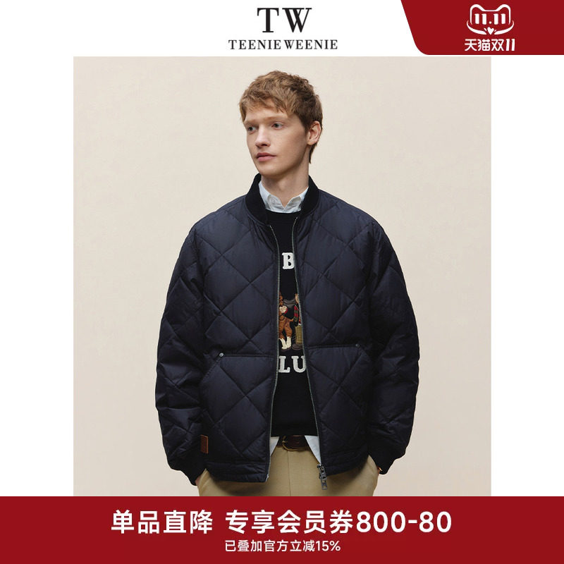 TeenieWeenie小熊男装羽绒服外套日常防泼水绗线男款冬季棒球款