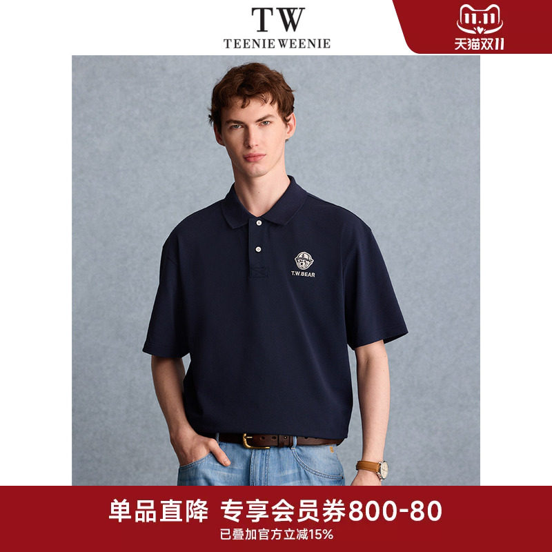 TeenieWeenie小熊男装T恤夏季新款慵懒松弛纯色短袖polo衫休闲