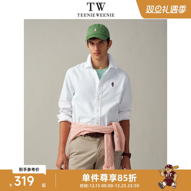 TeenieWeenie小熊男装新款长袖衬衫复古简约通勤衬衣休闲