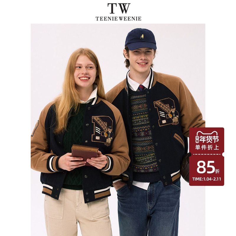 TeenieWeenie小熊男装简约棒球服冬季学院风美式休闲棉服