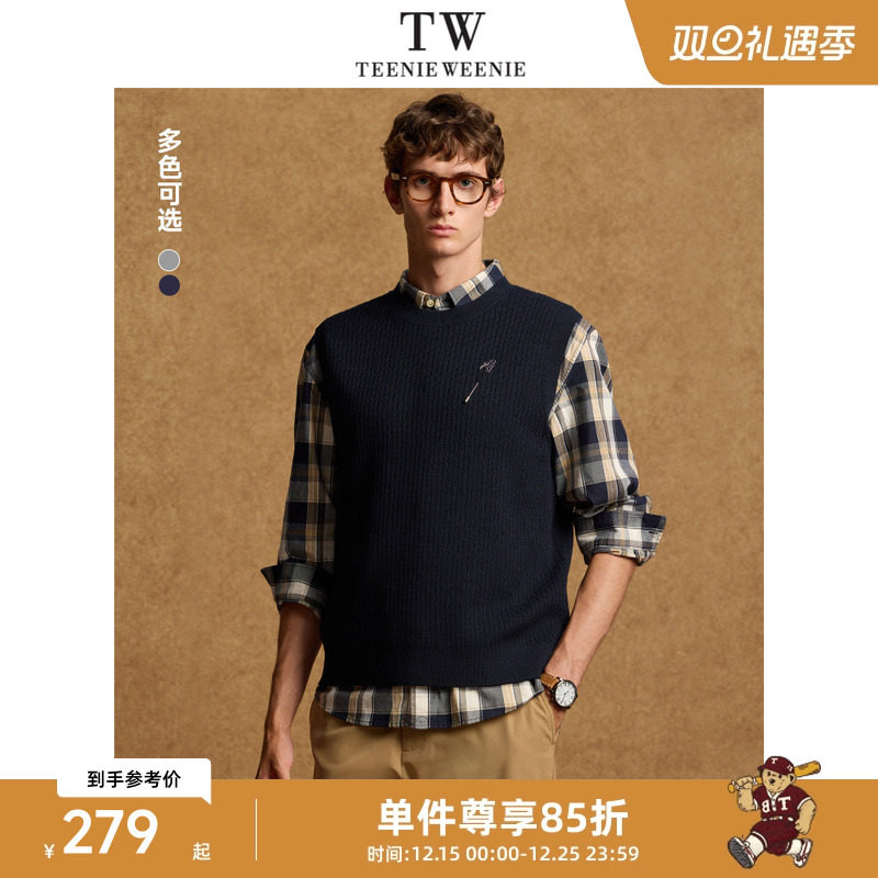 TeenieWeenie小熊男装休闲针织衫马甲冬季圆领打底衫新款