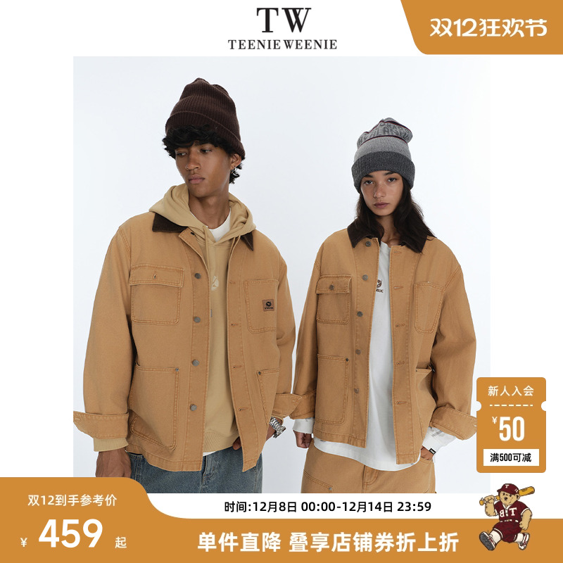 Teenie Weenie小熊男装美式街头风水洗做旧帆布休闲随性牛仔夹克