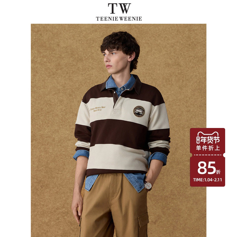 Teenie Weenie小熊男装宽松拼接配色休闲运动橄榄球风格