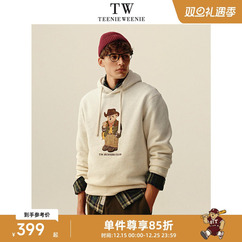 Teenie Weenie小熊男装宽松舒适质感日式站立熊刺绣复古