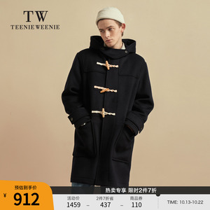 TeenieWeenie小熊男装冬季新牛角扣羊毛混纺毛呢大衣情侣英伦学院