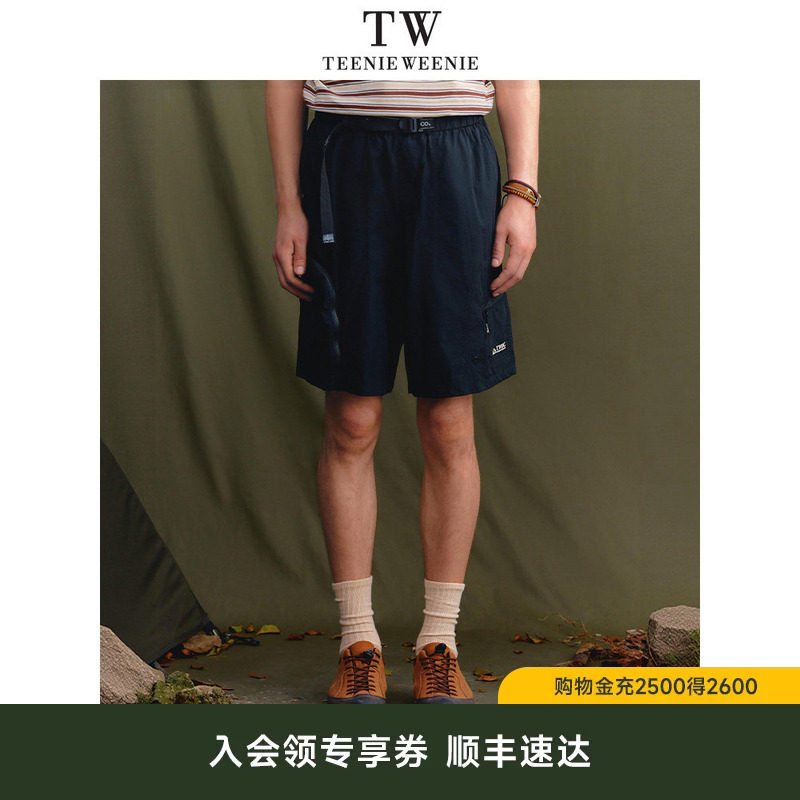 TeenieWeenie小熊男装2026夏季松紧腰时尚织带防晒工装风休闲短裤