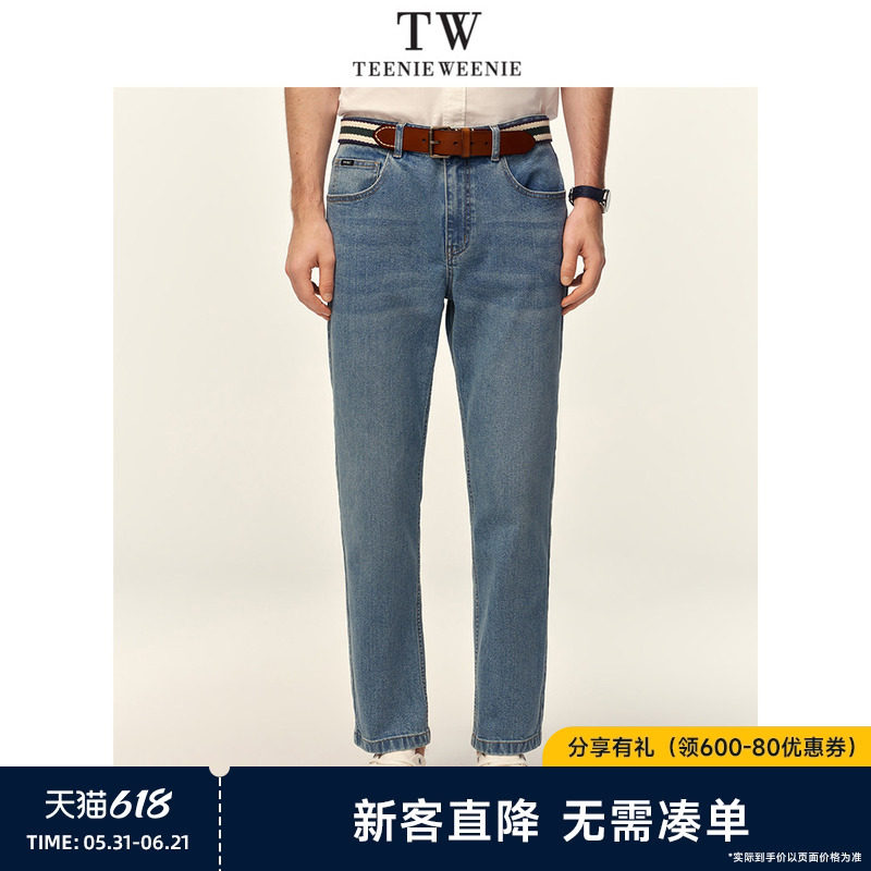 TeenieWeenie小熊男装简约吸湿速干发热商务休闲牛仔裤子长裤