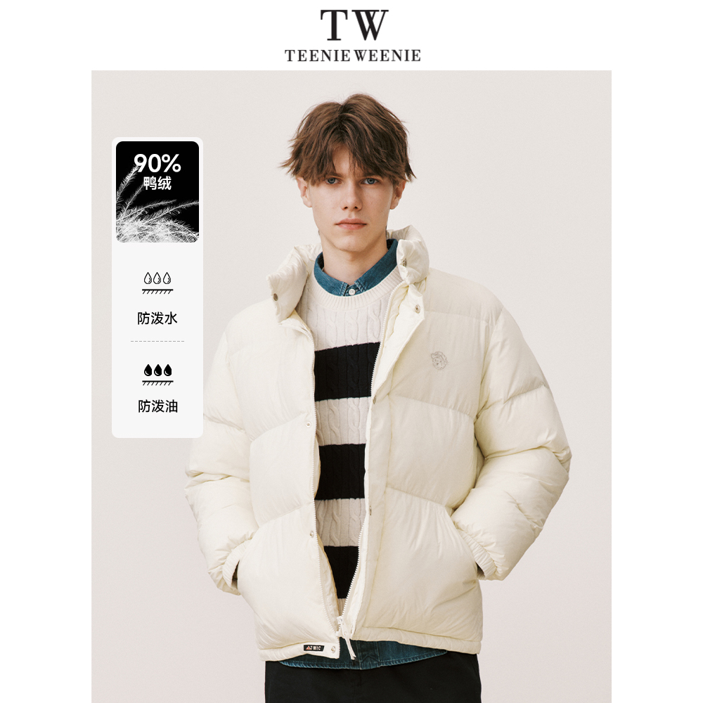 TeenieWeenie小熊男装2023冬季新款纯色保暖防水防风羽绒服情侣