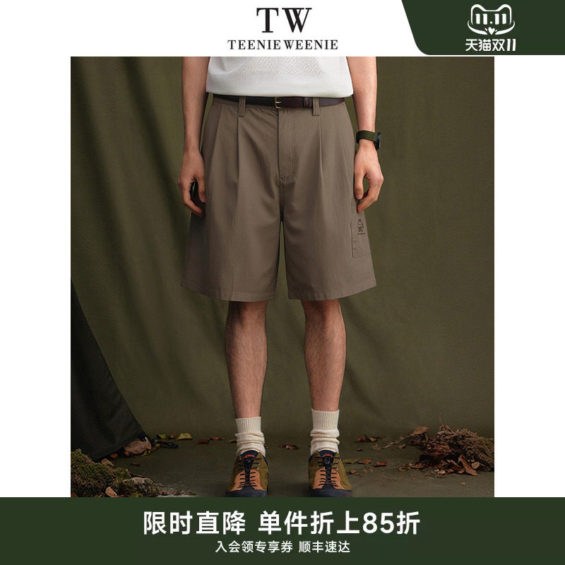 TeenieWeenie小熊男装2026夏简约时尚休闲纯色松紧腰贴袋直筒短裤