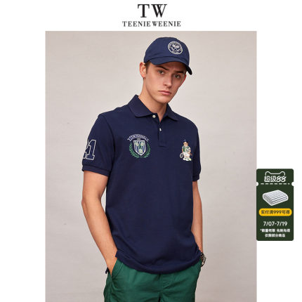 TeenieWeenie小熊男装户外休闲时尚纯色舒适徽章刺绣短袖polo衫