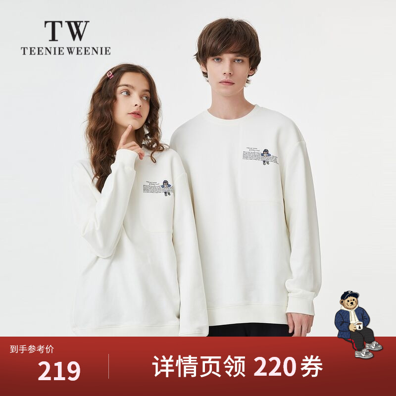 TeenieWeenie小熊男装秋新款刺绣圆领男女款情侣卫衣
