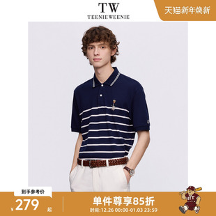 翻领短袖 TeenieWeenie小熊男装 新款 T恤男2024夏季 条纹POLO衫