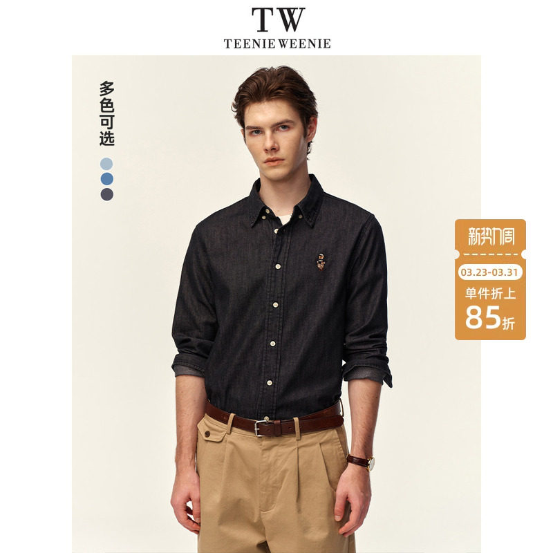 TeenieWeenie小熊情侣衬衫男款休闲美式外套长袖宽松牛仔上衣新款