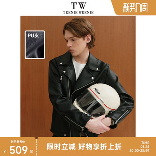 时尚 TeenieWeenie小熊男装 潮酷美式 新款 机车仿皮皮衣 外套2025春季