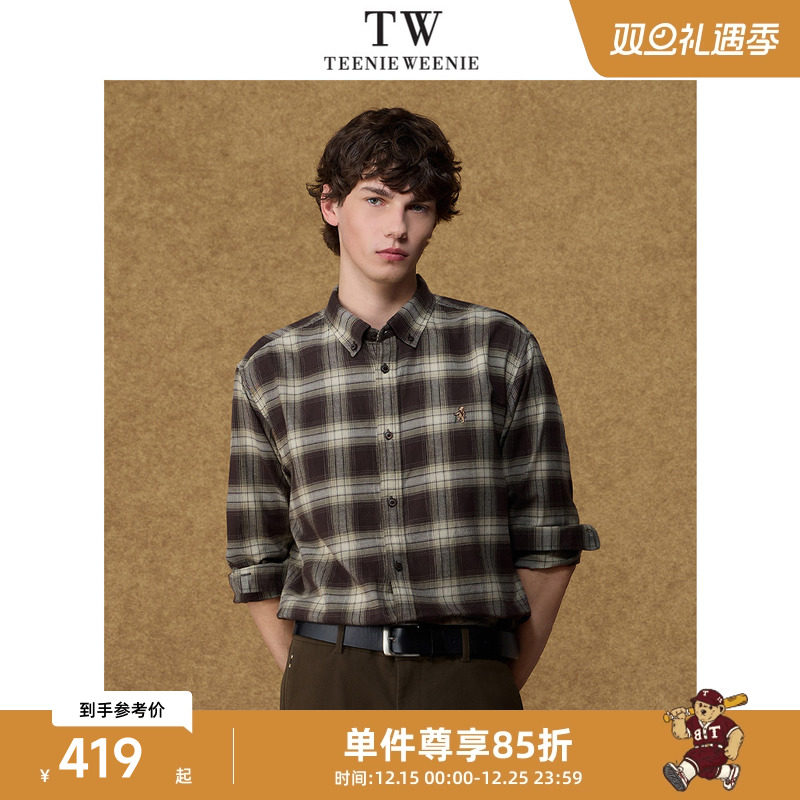 Teenie Weenie小熊男装刺绣复古美式休闲磨毛衬衫长袖新