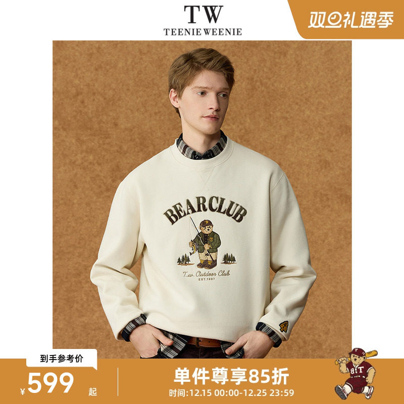 Teenie Weenie小熊男装刺绣保暖日系宽松上衣圆领卫衣