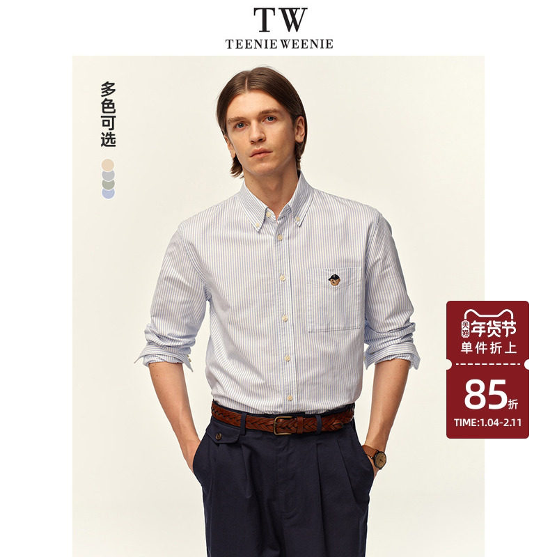 TeenieWeenie小熊男装衬衫男款新款长袖翻领休闲外套美式