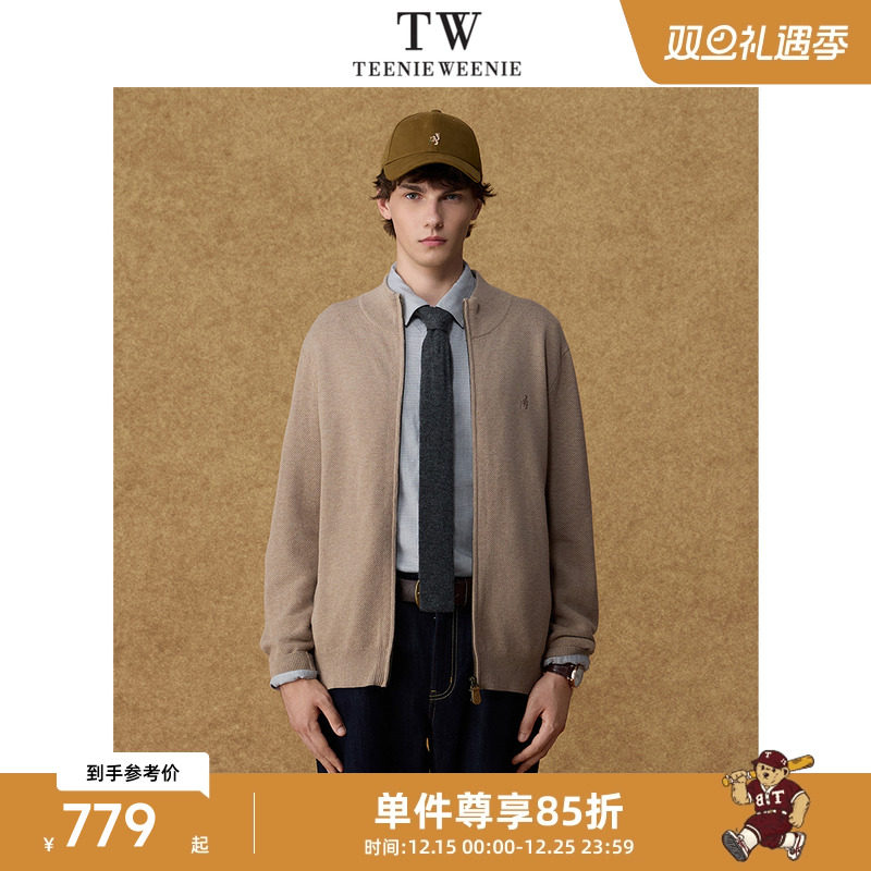 Teenie Weenie小熊男装复古美式休闲针织衫立领拉链开衫上衣毛衣