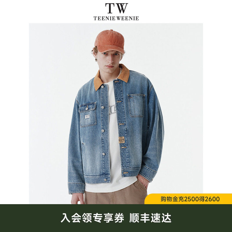 TeenieWeenie小熊男装2026年春美式复古灯芯绒翻领牛仔夹克外套