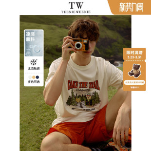 复古圆领户外短袖 TeenieWeenie小熊男装 凉感T恤纯棉宽松印花美式