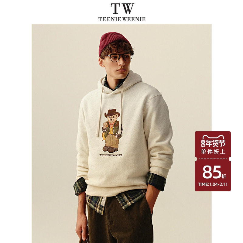 Teenie Weenie小熊男装宽松舒适质感日式站立熊刺绣复古