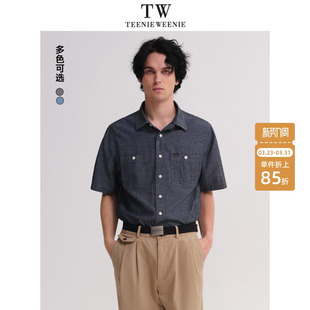 上衣 复古水洗休闲简约牛仔短袖 TeenieWeenie小熊男装 2025春夏新款