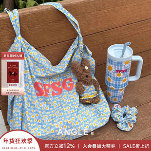 SFSG 安格集合店 25SS水果雏菊印花小猫帆布大容量手提单肩包