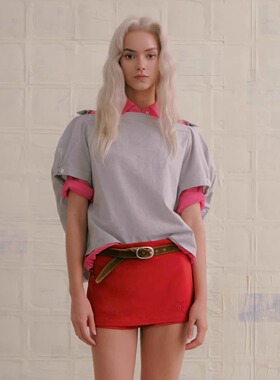 MARCHEN 安格集合店 25SS春夏花苞方形衬衫短袖领雨季海岸线上衣