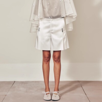 MARCHEN拼接腰头刺绣六等星短裤