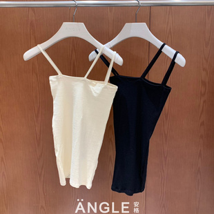 BASERANGE 安格集合店 25SS春夏新款不对称法式吊带背心打底衫