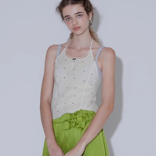 MARCHEN 安格集合店 25夏季假日系列桑蚕丝波点露珠挂脖背心 现货